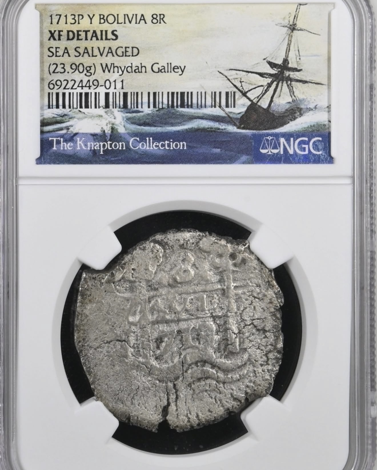 1713 Bolivia 8 Reales recovered from the Whydah Galley pirate shipwreck
